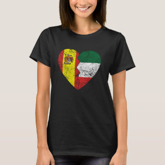 Italian Spanish Flags Heart  Spain Italy Roots Vin T-Shirt