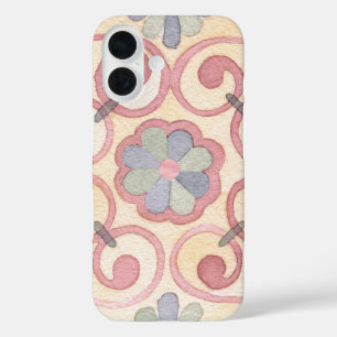 Italian Spanish Majolica Pink Floral Watercolor iPhone 16 Case