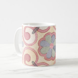 Italian Spanish Majolica Pink Floral Watercolor Coffee Mug