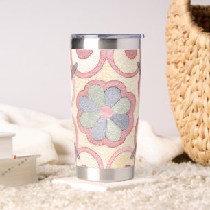 Italian Spanish Majolica Pink Floral Watercolor Insulated Tumbler