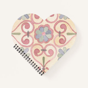 Italian Spanish Majolica Pink Floral Watercolor Notebook