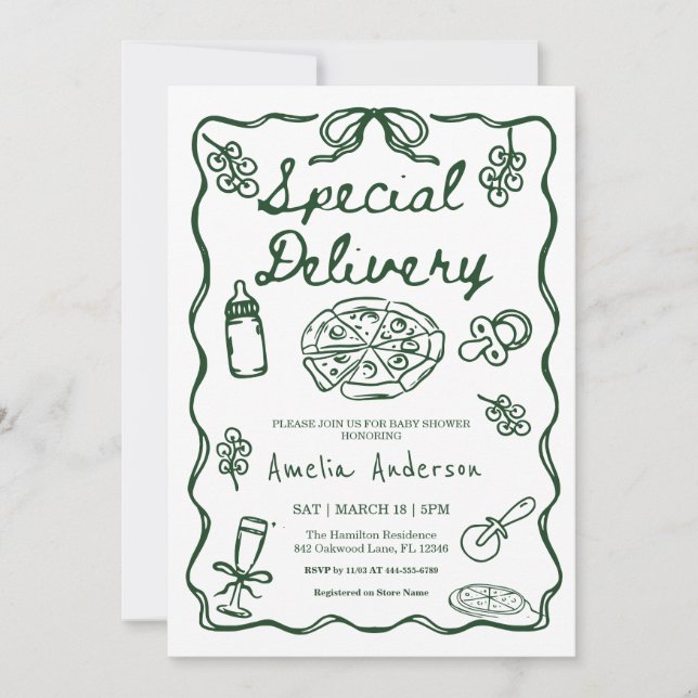 Italian Special Delivery Whimsical Baby Shower  Invitation (Front)