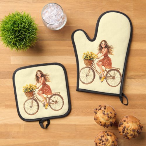 Italian Spring Clipart Oven Mitt & Pot Holder Set