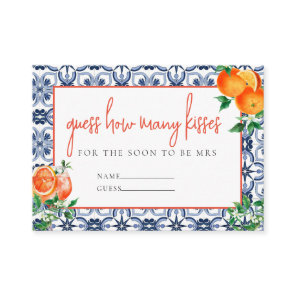 Italian Spritz How Many Kisses Shower Game Answer  Enclosure Card