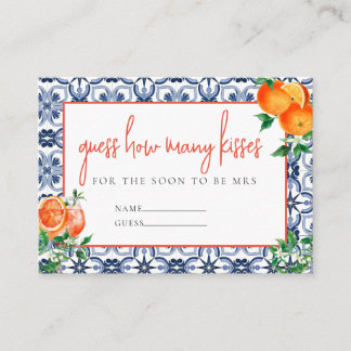 Italian Spritz How Many Kisses Shower Game Answer Enclosure Card