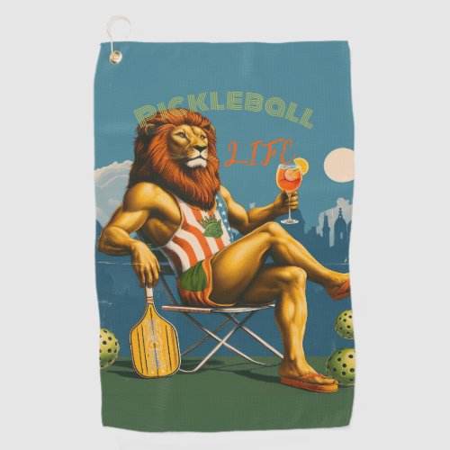 Italian Spritz Lion Pickleball Hand Towel w Clip