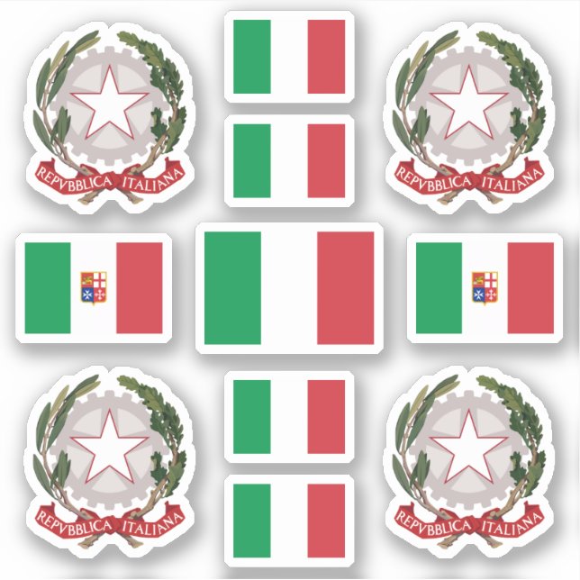 Italian state symbols / coat of arms and flag sticker (Front)