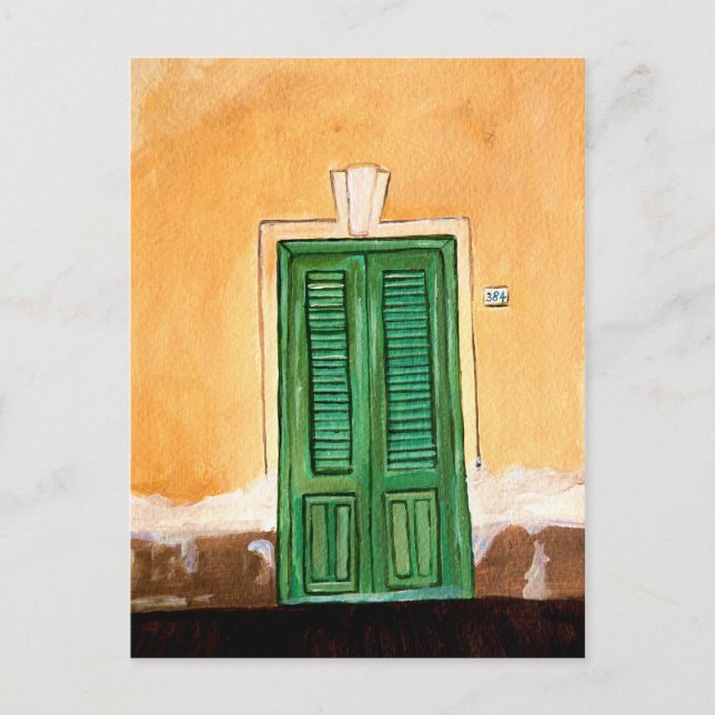 Italian Street | Green door on Yellow Wall, Sicily Postcard (Front)