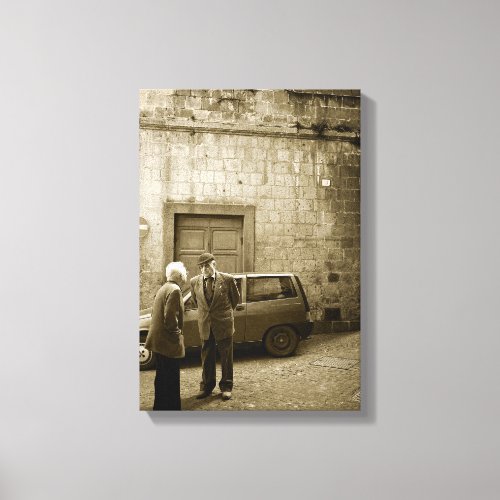 Italian street scene in sepia canvas print