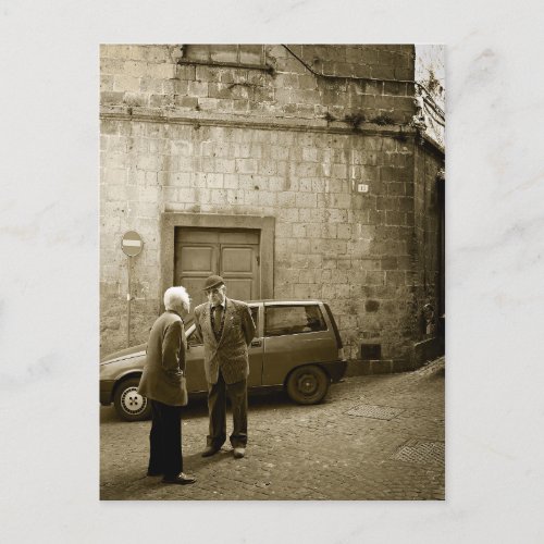 Italian street scene in sepia postcard
