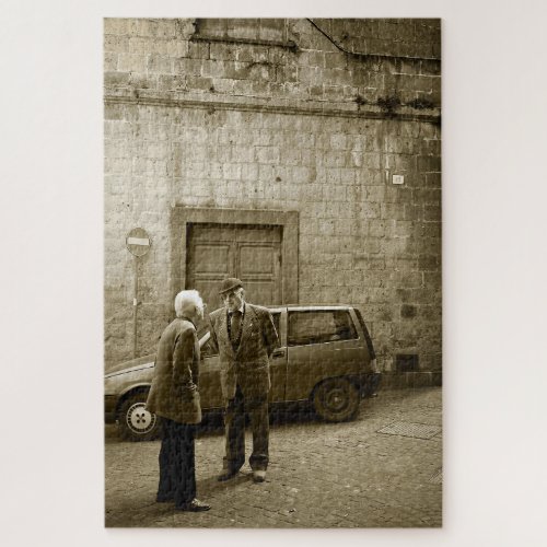 Italian street scene with old men in sepia jigsaw puzzle