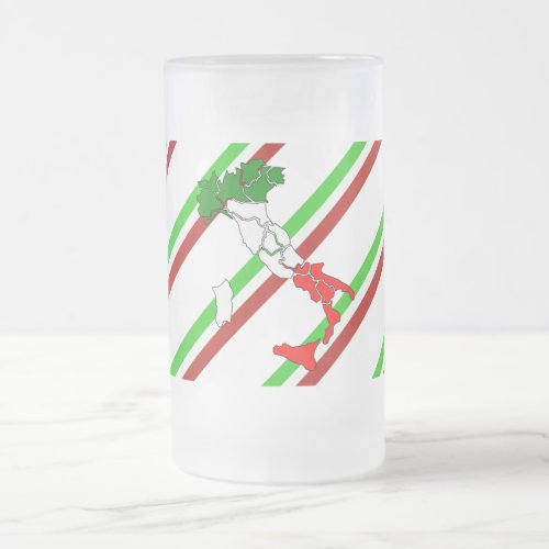 Italian stripes flag frosted glass beer mug