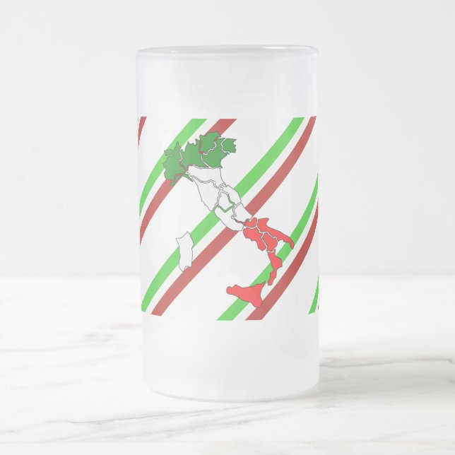 Italian stripes flag frosted glass beer mug (Center)