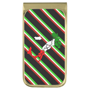 Italian stripes flag gold finish money clip