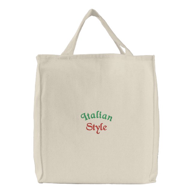 Italian Style 2 Embroidered Tote Bag (Front)
