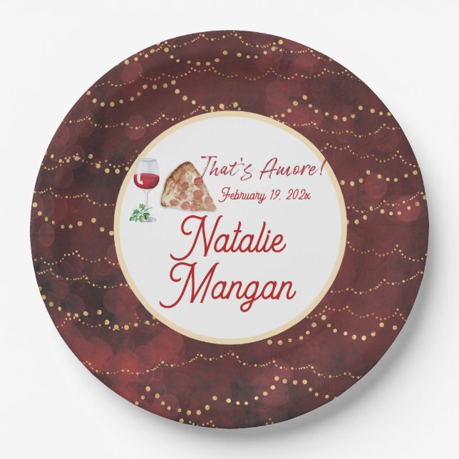 Italian Style Amore Bridal Shower Paper Plates (Front)