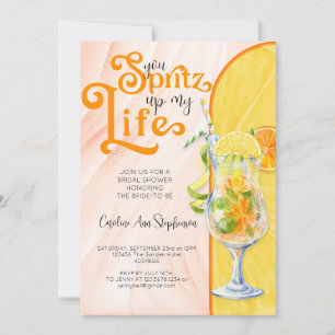 Italian Style Aperol Spritz Cocktail Bridal Shower Invitation