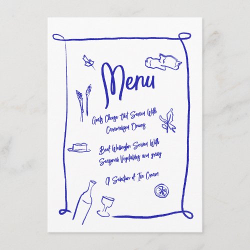 Italian Style Hand Drawn Scribble Party Menu