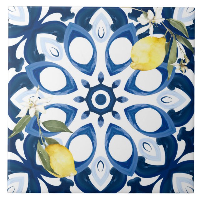 Italian style,mediterranean,majolica,lemon, ceramic tile (Front)