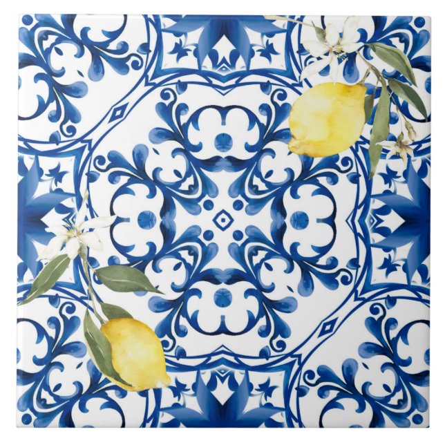 Italian style,mediterranean,majolica,lemon, ceramic tile (Front)