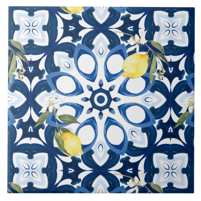 Italian style,mediterranean,majolica,lemon, ceramic tile (Front)