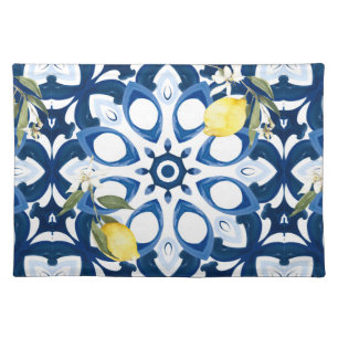 Italian style,mediterranean,majolica,lemon, cloth placemat