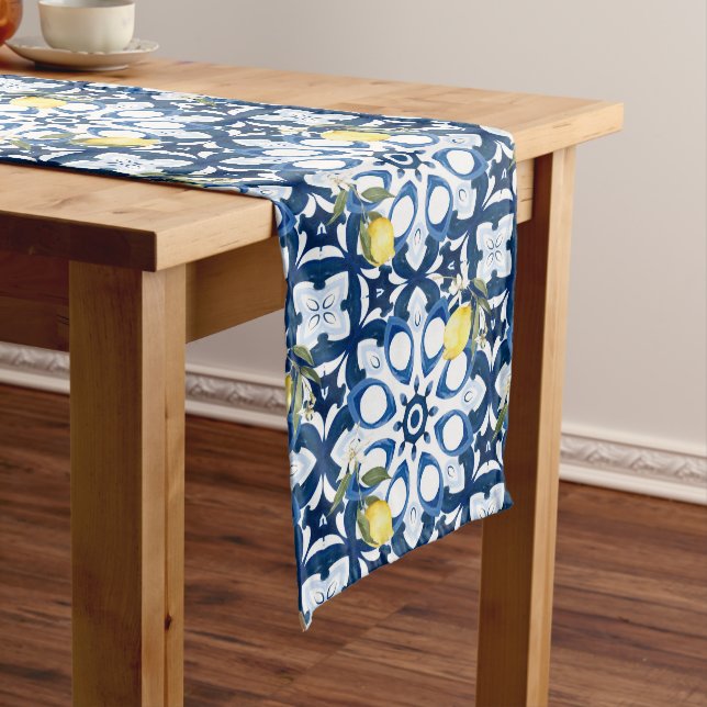 Italian style,mediterranean,majolica,lemon, long table runner (In Situ)