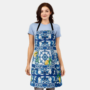 Italian style,Mediterranean,mosaic,blue, Apron