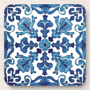 Italian style,Mediterranean,mosaic,blue, Beverage Coaster