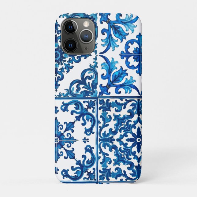 Italian style,Mediterranean,mosaic,blue, Case-Mate iPhone Case (Back)