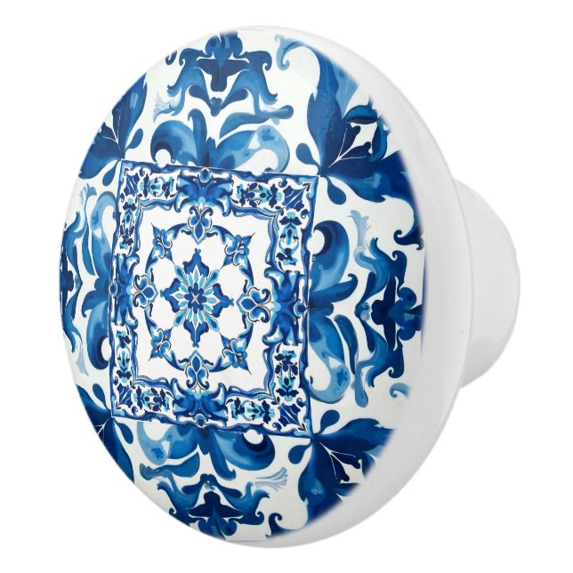 Italian style,Mediterranean,mosaic,blue, Ceramic Knob (Right)