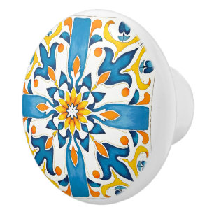 Italian style,Mediterranean,mosaic,blue, Ceramic Knob