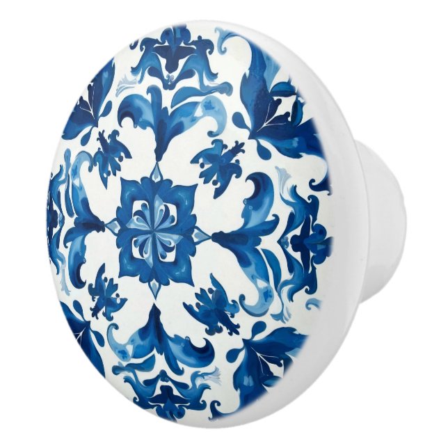 Italian style,Mediterranean,mosaic,blue, Ceramic Knob (Right)