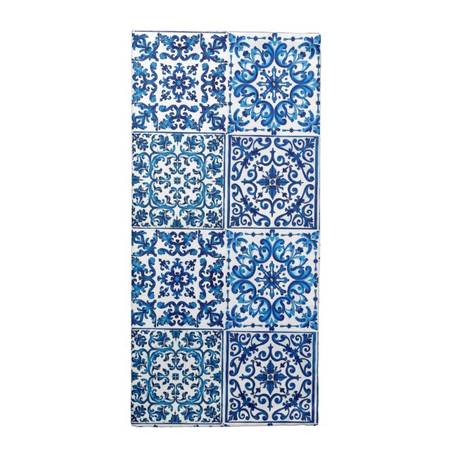 Italian style,Mediterranean,mosaic,blue, Cloth Napkin (Half Fold)