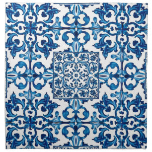 Italian style,Mediterranean,mosaic,blue, Cloth Napkin