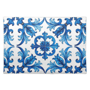 Italian style,Mediterranean,mosaic,blue, Cloth Placemat