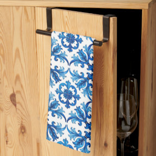 Italian style,Mediterranean,mosaic,blue, Kitchen Towel