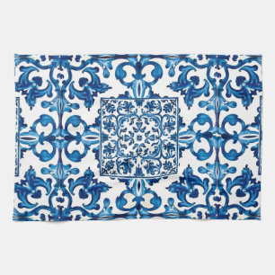 Italian style,Mediterranean,mosaic,blue, Kitchen Towel