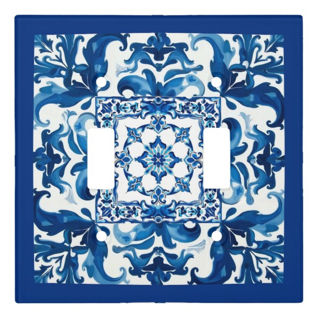 Italian style,Mediterranean,mosaic,blue, Light Switch Cover (Front)