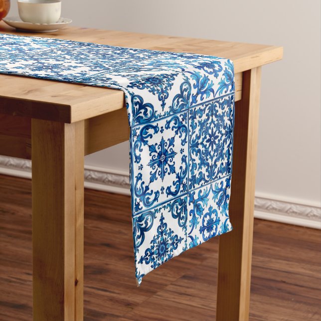 Italian style,Mediterranean,mosaic,blue, Medium Table Runner (In Situ)