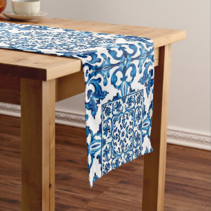 Italian style,Mediterranean,mosaic,blue, Medium Table Runner