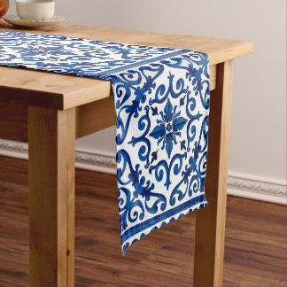 Italian style,Mediterranean,mosaic,blue, Medium Table Runner