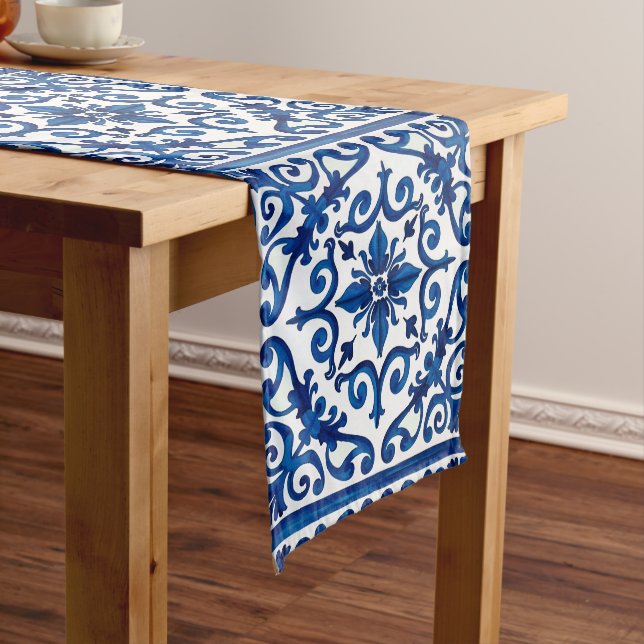 Italian style,Mediterranean,mosaic,blue, Medium Table Runner (In Situ)