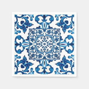 Italian style,Mediterranean,mosaic,blue, Napkins