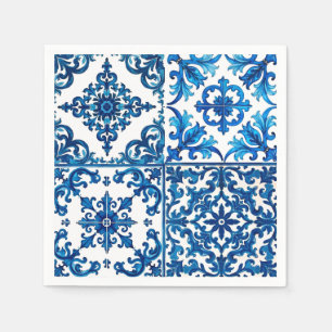 Italian style,Mediterranean,mosaic,blue, Napkins