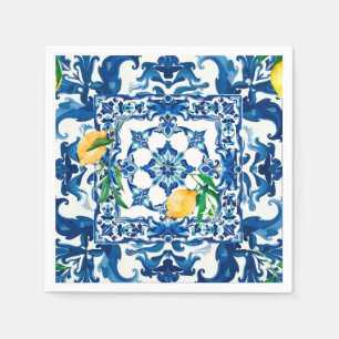 Italian style,Mediterranean,mosaic,blue, Napkins