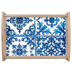 Italian style,Mediterranean,mosaic,blue, Serving Tray