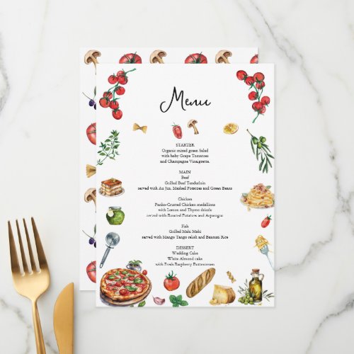 Italian Style Menu card Pasta Pizza