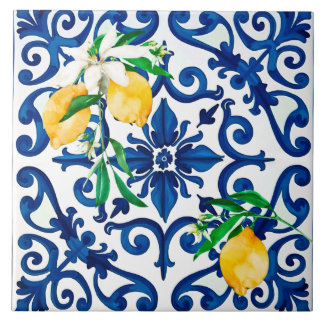 Italian style,mosaic,blue,lemon, ceramic tile