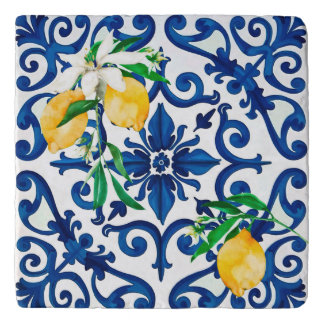 Italian style,mosaic,blue,lemon, trivet
